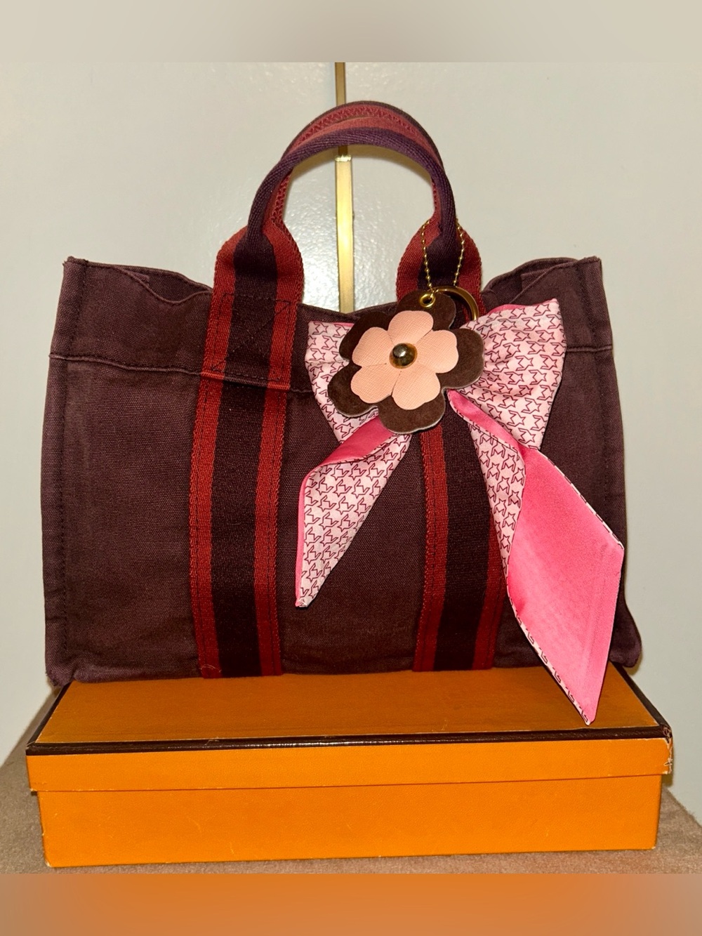 Hermès Fourre-Tout Canvas Tote Bag. Authentic box & Bag Charm included